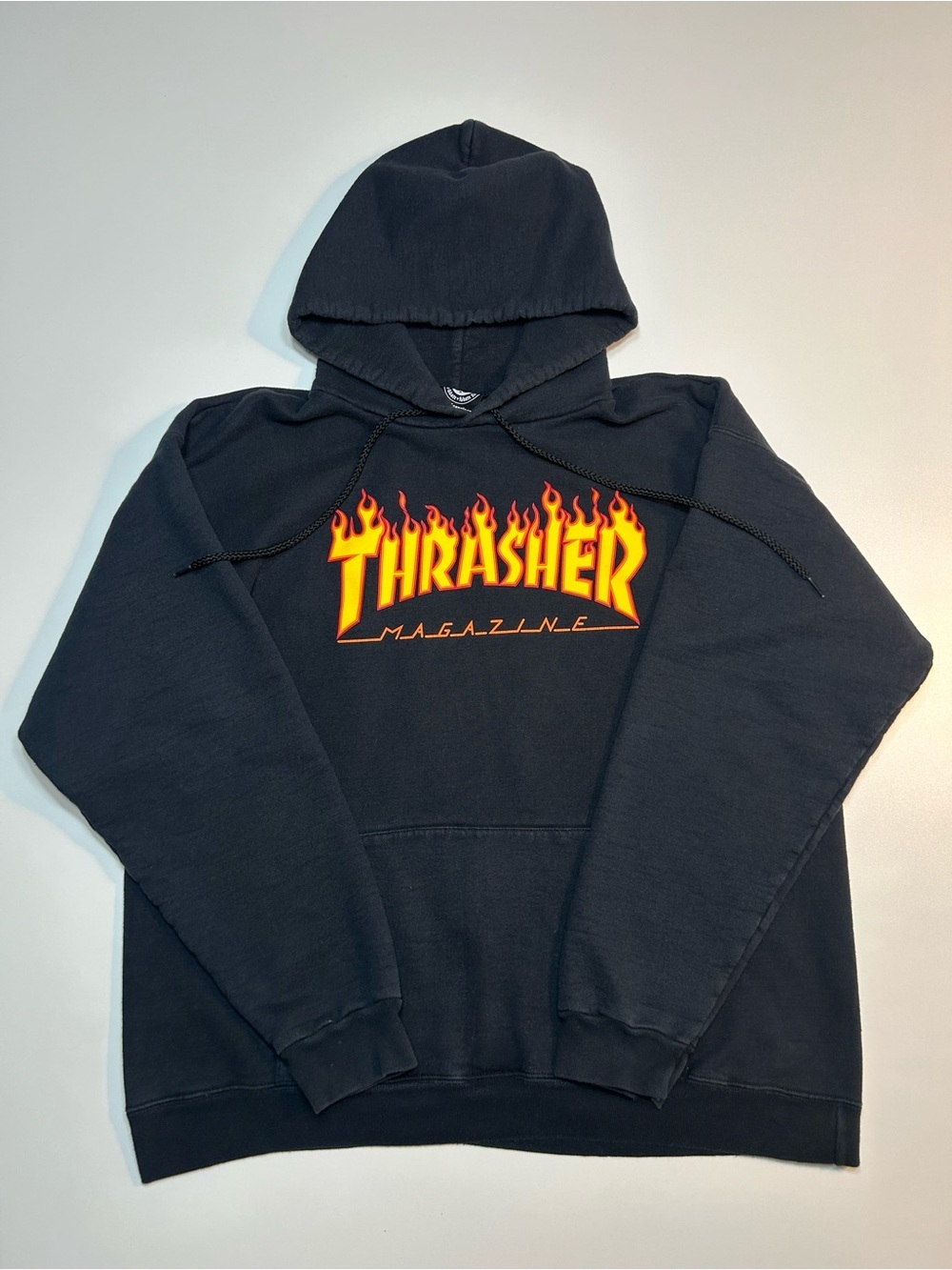 Thrasher Magazine Flame Logo Black Pullover Fleece Skate Hoodie